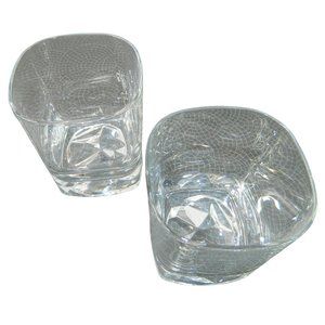 GYUX Whiskey Cocktail Tumblers Faceted Base Box Set o 2 Rocks Diamonds Cut Thick